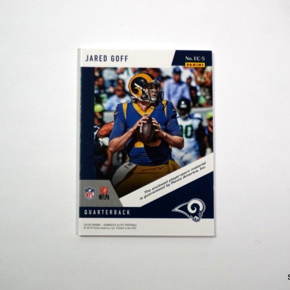 2018 Donruss Elite Coverage Jared Goff Dual 3 Color Jersey Patch Card #'d /50 - Picture 2 of 2